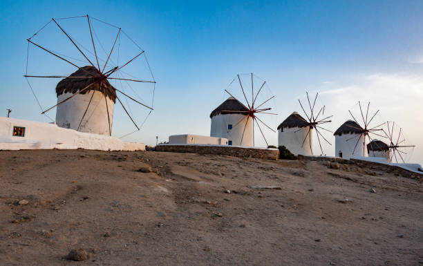 istock Typical Windmills Mykonos Greece 813053212