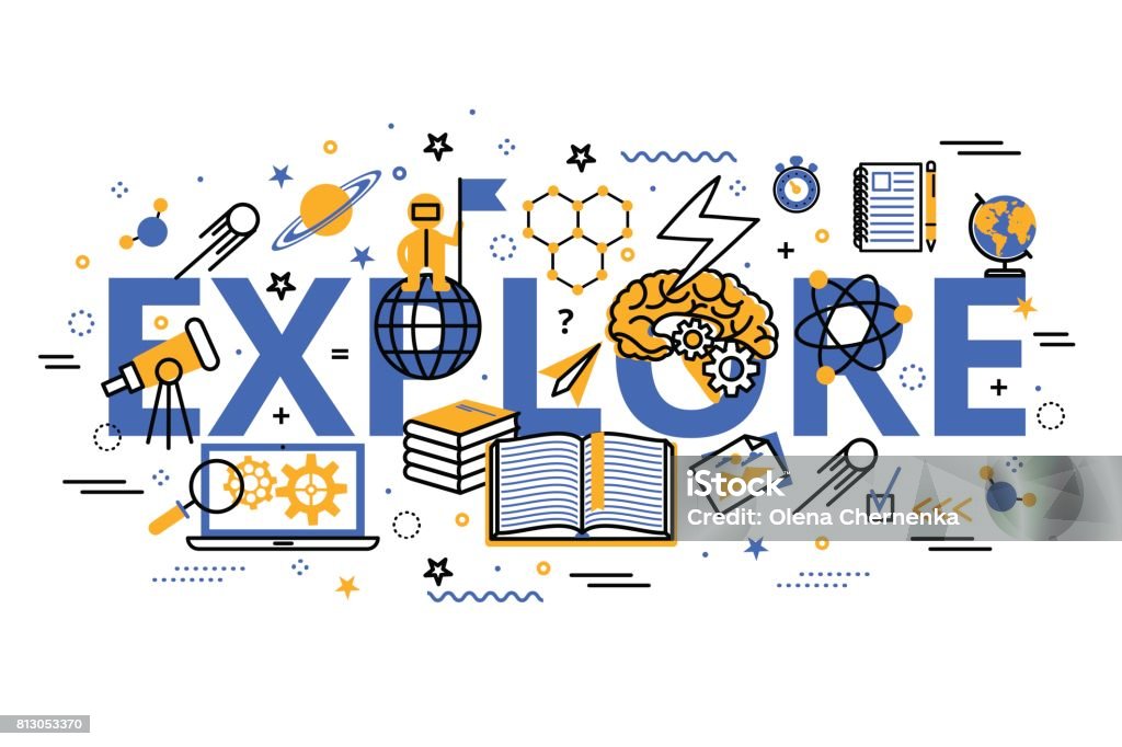 Explore Intro Vector Illustration In Modern Flat Line Design Explore Concept Web ...