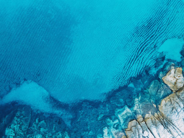 rochers et mer bleue claire - environmental conservation nature green textured effect photos et images de collection