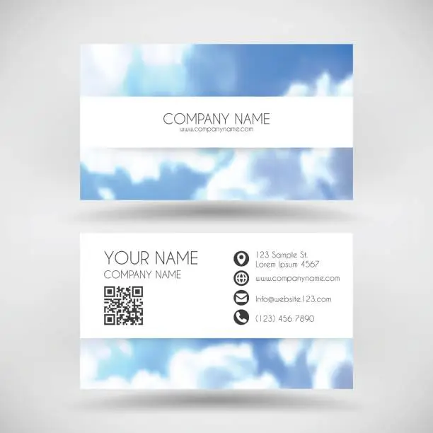 Vector illustration of Modern business card template with blue sky and clouds