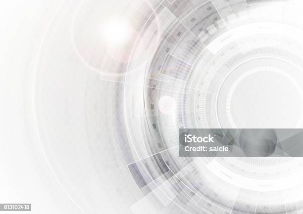Grey And White Futuristic Technology Abstract Background Stock Illustration - Download Image Now