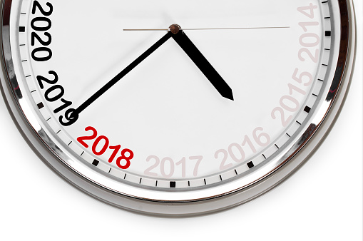 Ends year 2017 written on clock face