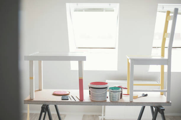 istock Painted furniture and paint cans 813118492