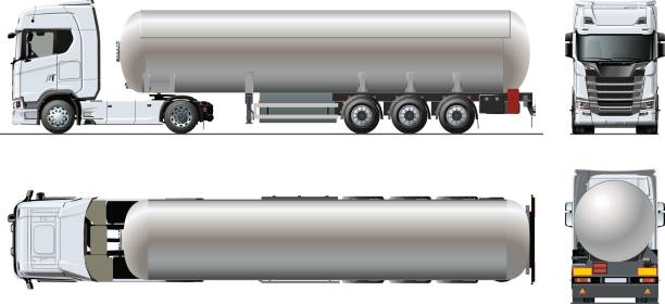 vektor tunker lkw vorlage isoliert auf weiss - truck semi truck vehicle trailer rear view stock-grafiken, -clipart, -cartoons und -symbole