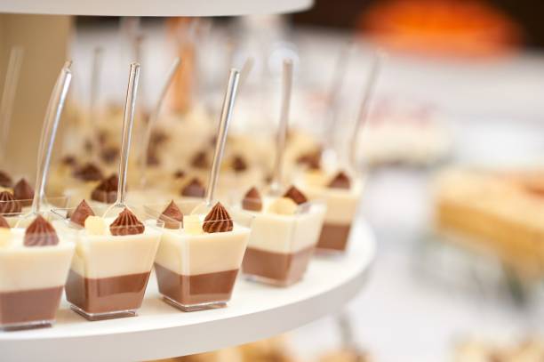 istock Vanilla and cocoa mousse on the table at the restaurant 813136368