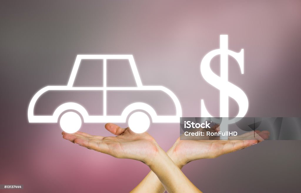 Car buy concept and hand with modern background. Business concept of auto on dark background. Backgrounds Stock Photo