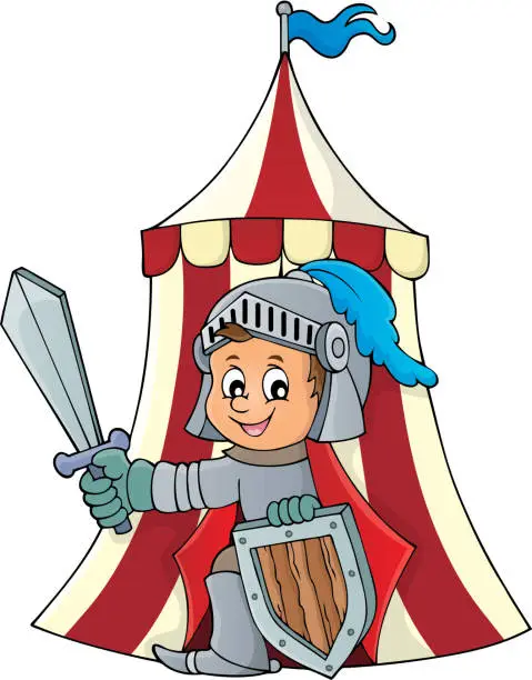Vector illustration of Knight by tent theme image 1