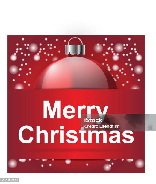 Merry Christmas Card Templates Christmas Ball And Snow With Text Vector Illustration Eps 10 Stock Illustration - Download Image Now