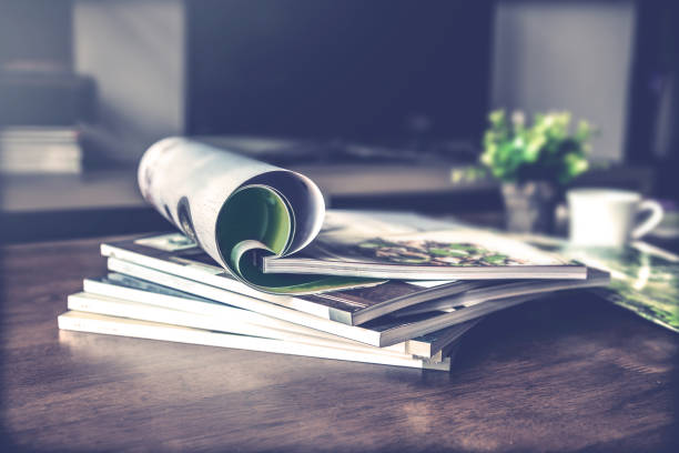 istock selective focus of  stacking magazine place on table in living room 813160958