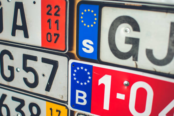 istock Collection of European license plates from various countries. 813162178