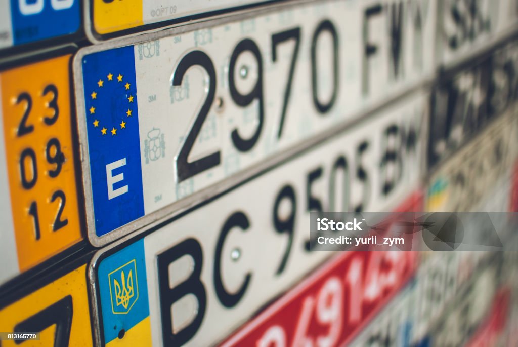 Colección de placas de varios países europeas. - Foto de stock de Placa de matrícula libre de derechos