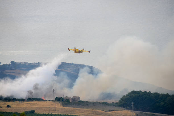 istock Firefighter airplane putting out a fire 813192358