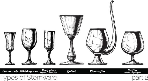 脚付きグラスの種類のイラスト - brandy snifter点のイラスト素材／クリップアート素材／マンガ素材／アイコン素材
