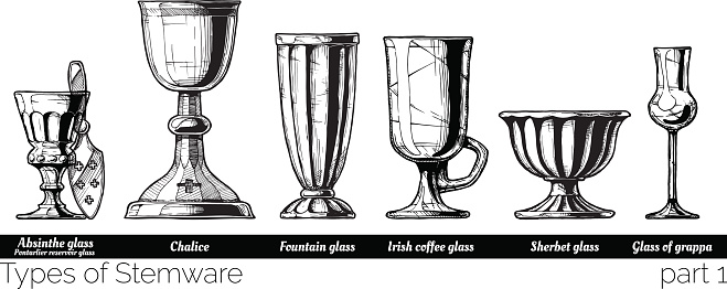 Stemware Examples Illustration Of Stemware Types Stock Illustration - Download Image Now ...