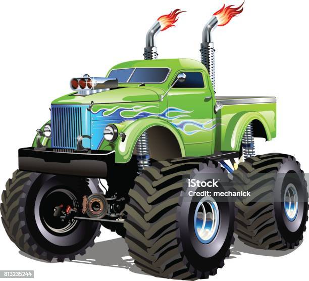Cartoon Monster Truck Stock Illustration - Download Image Now - Monster  Truck Rally, Car, Cartoon - iStock