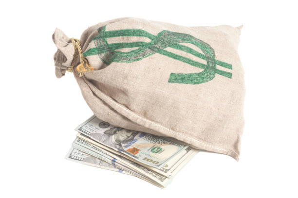 istock Money bag with dollar symbol isolated on white 813236252