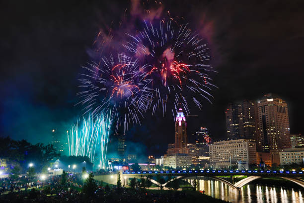 istock Downtown fireworks in Columbus, Ohio 813240082