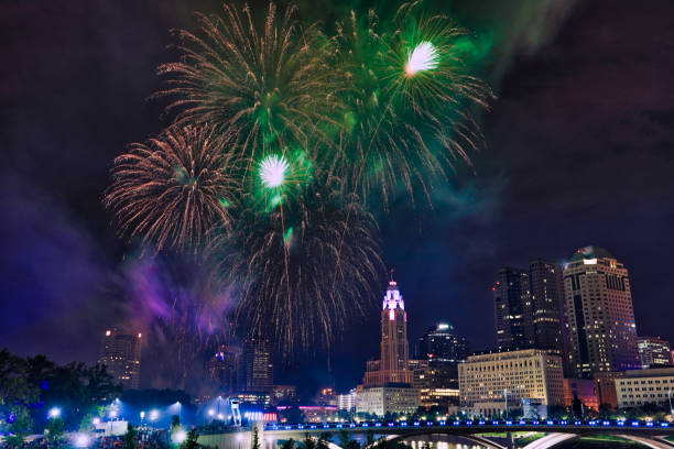 Downtown fireworks in Columbus, Ohio