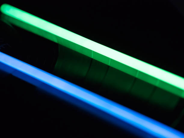 istock Colorful fluorescent light neon on black background 813242196