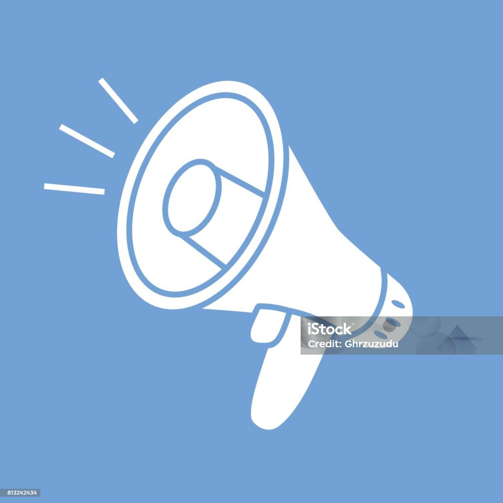 Megaphone vector icon. Megaphone vector on blue background icon. Megaphone stock vector