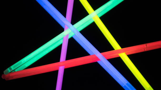 istock Colorful fluorescent light neon on black background 813243240