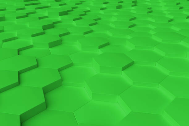 istock Green monochrome hexagon tiles abstract background 813243418