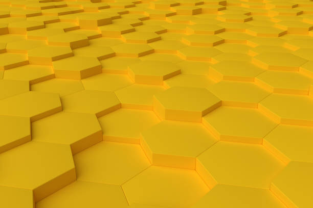 istock Yellow monochrome hexagon tiles abstract background 813243462