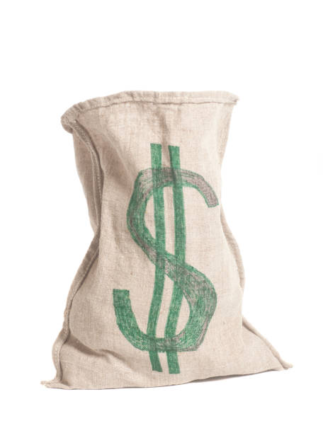 istock money bag with US dollars isolated on white 813245676