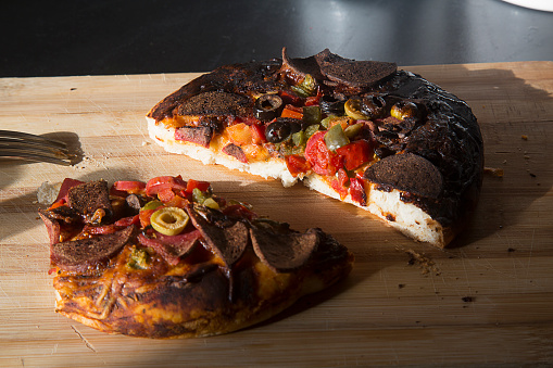 Dark Burned Pizza