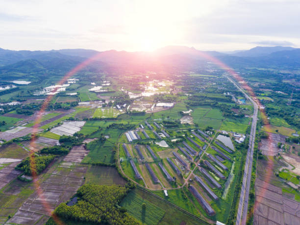 istock Field, village, mountains and forest. 813263802