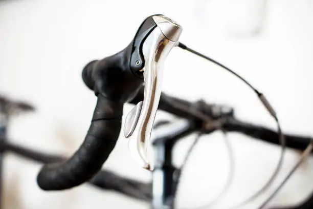 Photo of handlebars on nine speed road bike
