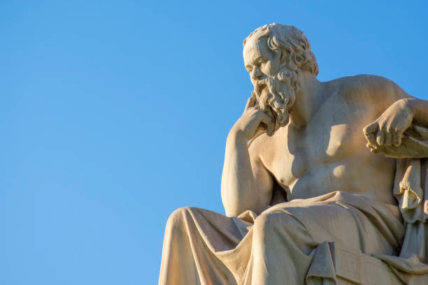Greek philosopher Socrates Greek philosopher Socrates in front of the National Academy of Athens philosophy photos stock pictures, royalty-free photos & images