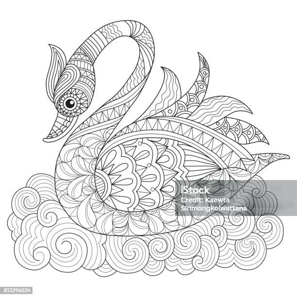 The Swan Princess Line Art Illustration Stock Illustration - Download Image Now - Adult, Coloring, Swan