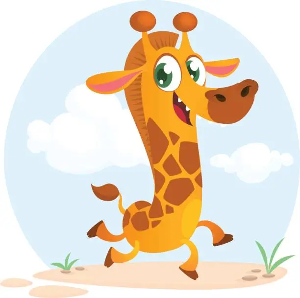 Vector illustration of Cool cartoon giraffe. Vector giraffe icon character illustration.