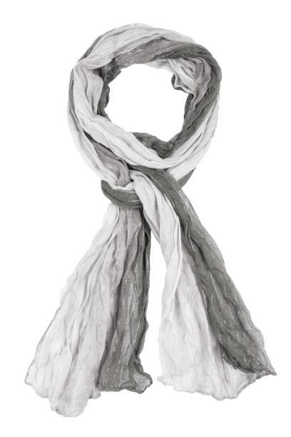istock Grey silk scarf isolated on white background. 813307246