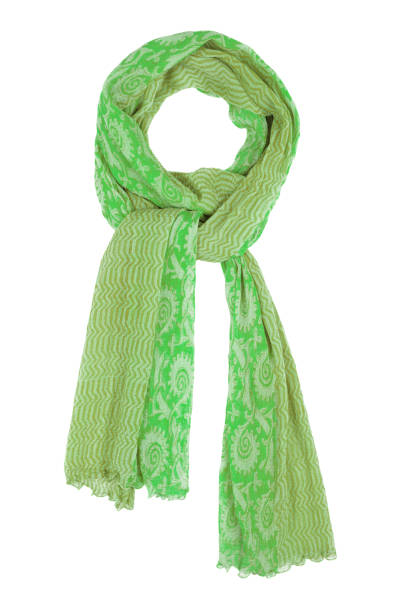 istock Green silk scarf isolated on white background. 813308558