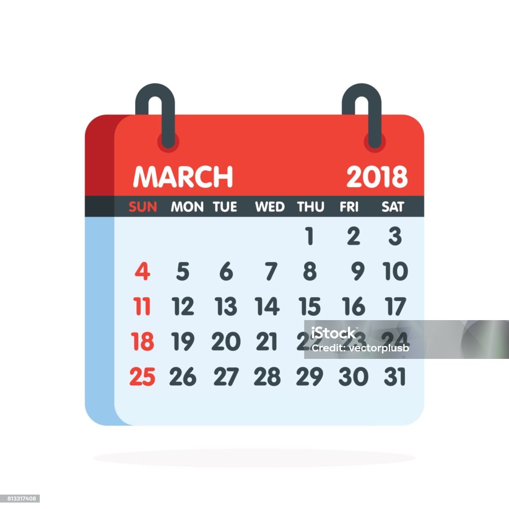 Kalender Voor 2018 Jaar Volledige Maand Van Maart Pictogram  Vectorillustratie Stockvectorkunst En Meer Beelden Van Kalender - Istock