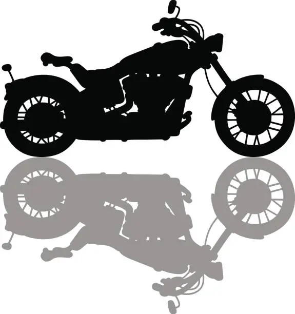 Vector illustration of Black silhouette of a heavy motorbike