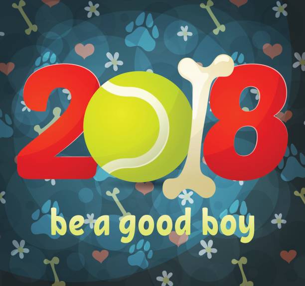 2018 jahr des hundes, kunst-komposition auf dem hintergrund blau muster - silhouette tennis competitive sport traditional sport stock-grafiken, -clipart, -cartoons und -symbole