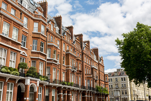 Typical Victorian style terraced townhouses in Chelsea London