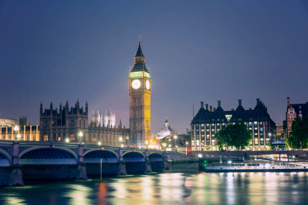 istock Illuminated Big Ben and Westminster Bridge at night 813365788