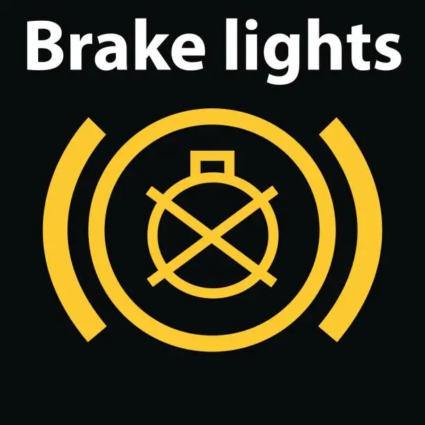 Vector illustration of Hazard yellow pictogram alerting problems with brake system