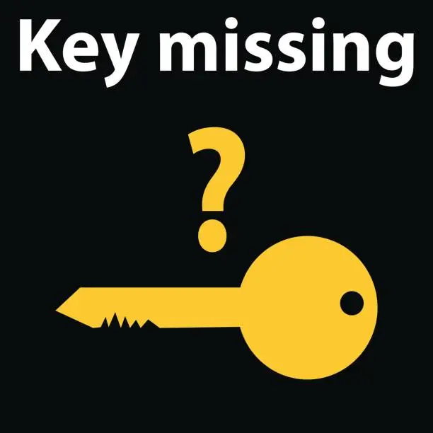 Vector illustration of No key detected warning dash sign-icon-vector illustration. Key missing. DTC code light