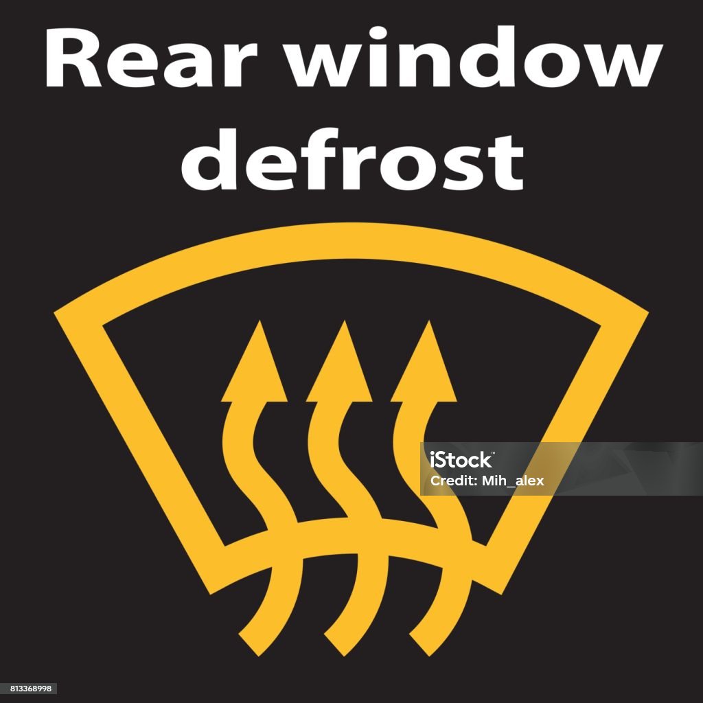 Rear window car defrost button symbol - yellow version.Icon vector illustration. Yellow dar dashboard pictogram Arrow Symbol stock vector
