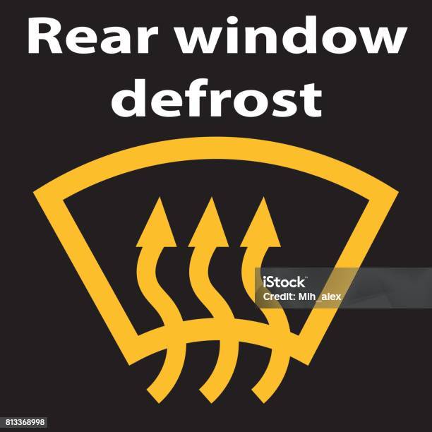 Rear Window Car Defrost Button Symbol Yellow Versionicon Vector Illustration Stock Illustration - Download Image Now