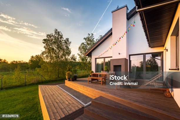 Modern House With Patio Stock Photo - Download Image Now - Vacation Rental, Patio, Villa