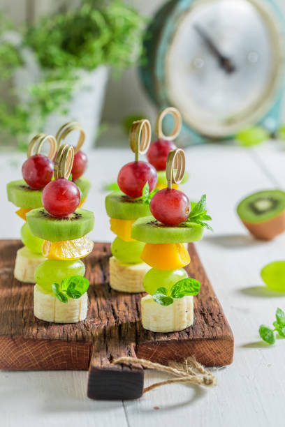 istock Homemade snacks with various fruits and mint 813369392
