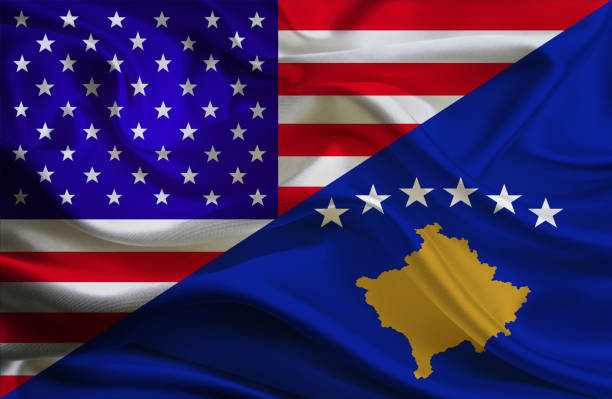 istock USA and Kosovo waving flag 813373894