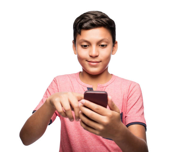 istock Latin teenage boy using mobile phone 813375484