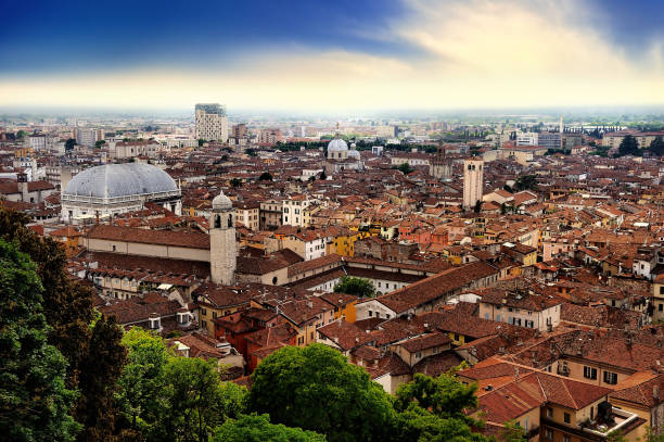 City if Brescia - view from the castle (citadel) of Brescia City if Brescia - view from the castle (citadel) of Brescia. Lombardy. Italy. brescia stock pictures, royalty-free photos & images